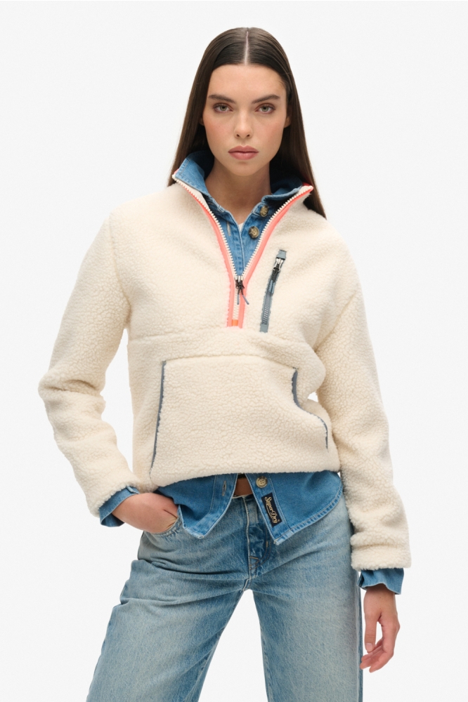 OUTDOOR HALF ZIP FLEECE W2012341A ECRU
